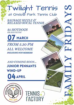 Twilight Tennis flyer